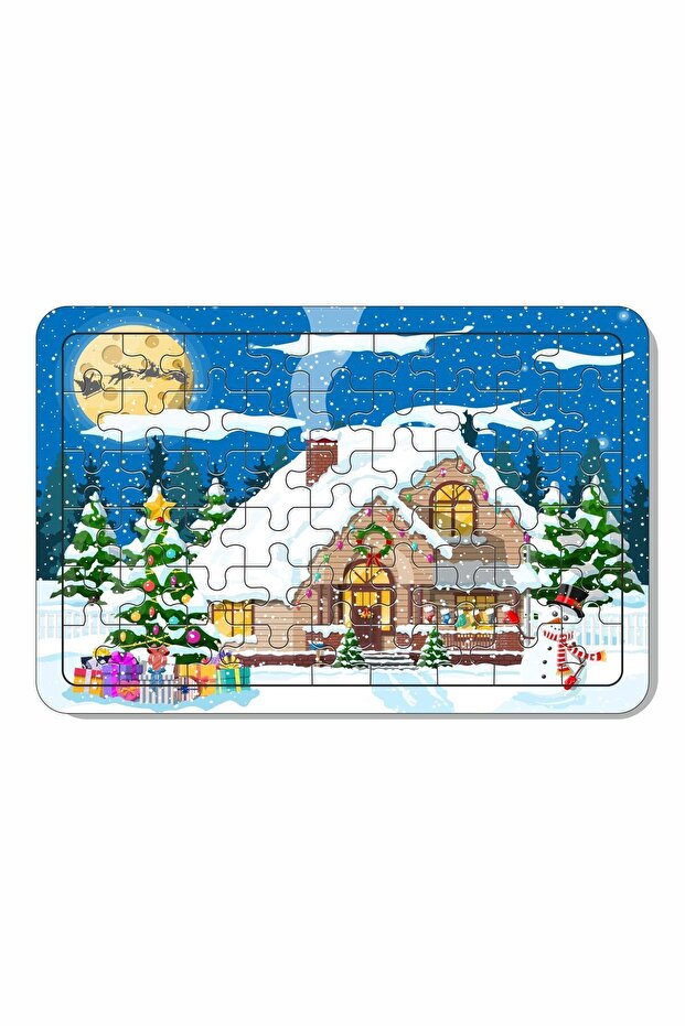 54 Piece Wooden Puzzle New Year House