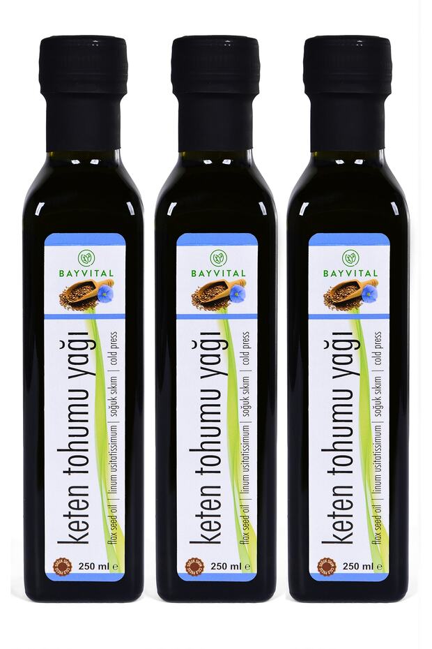 3 Pieces X 250 ml Cold Pressed Flax Seed Oil 750 ml