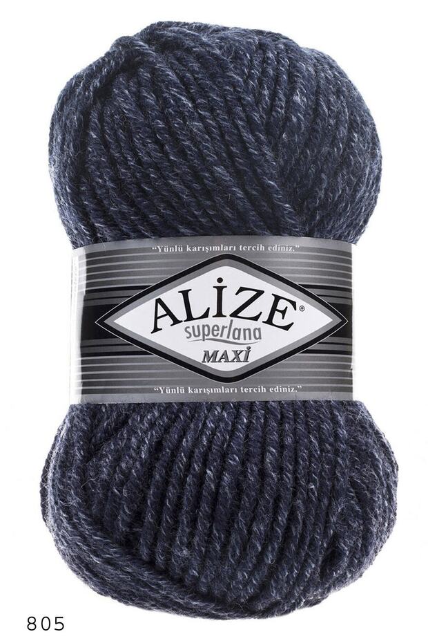 Superlana Maxi Hand Knitting Yarn Jaspe Navy Blue 805
