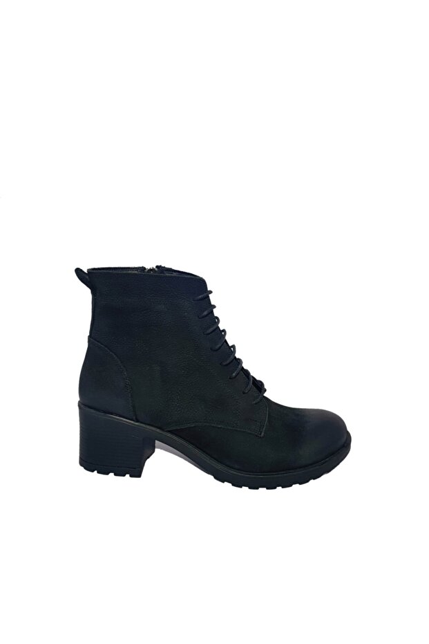 Kadın Bağcıklı Hakiki Deri Topuklu Bot 558 - 1