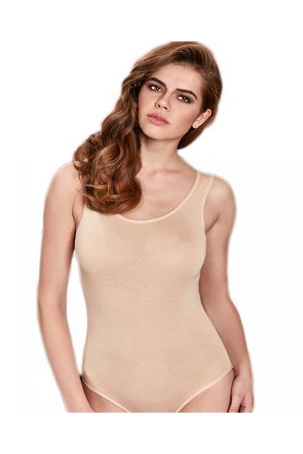 Women's Snap-On Bodysuit Thick Strap Lycra (6 Pieces) Skin L
