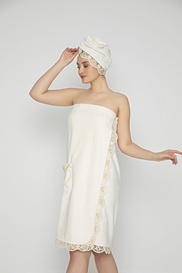 Dantelli Bambu Cotton Bayan Sauna 3'lü Set - 1