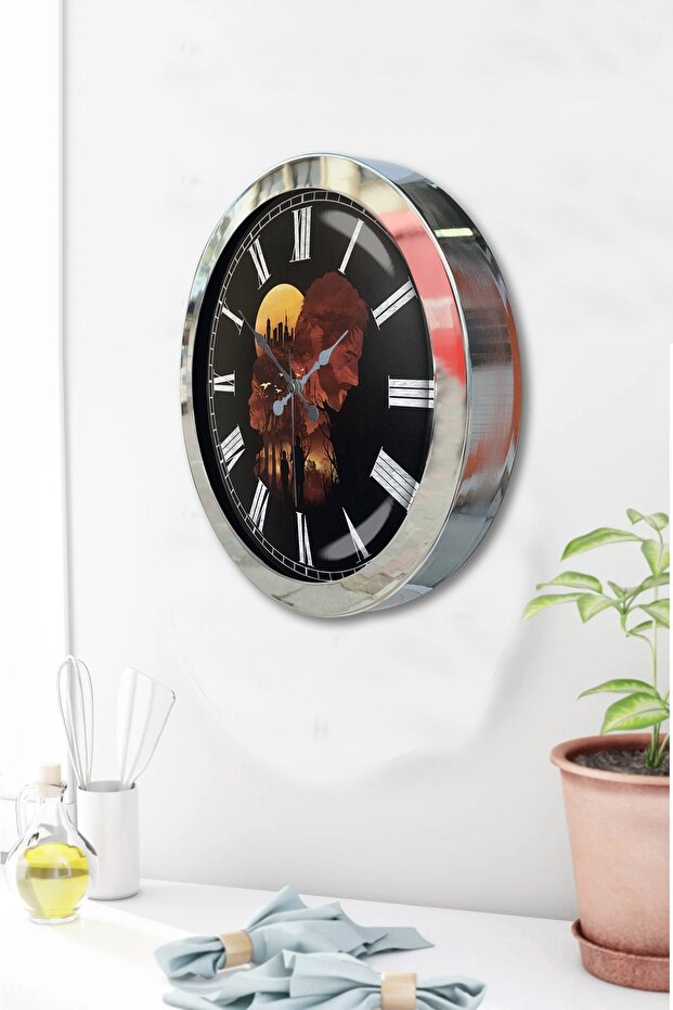 ساعة حائط حائط عالمية معدنية منفصلة من الكروم مقاس 36 سم - 3