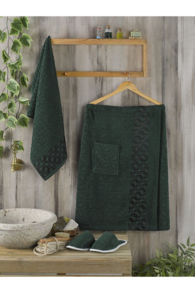Men's Bath Head Towel Sauna Set Green