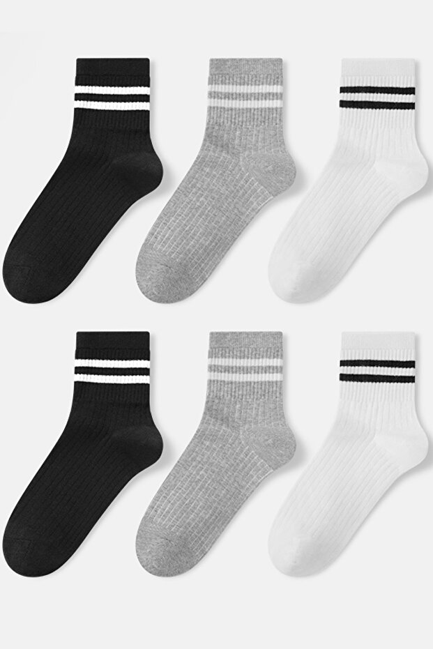 Unisex Pack of 6 Striped Tennis Socks