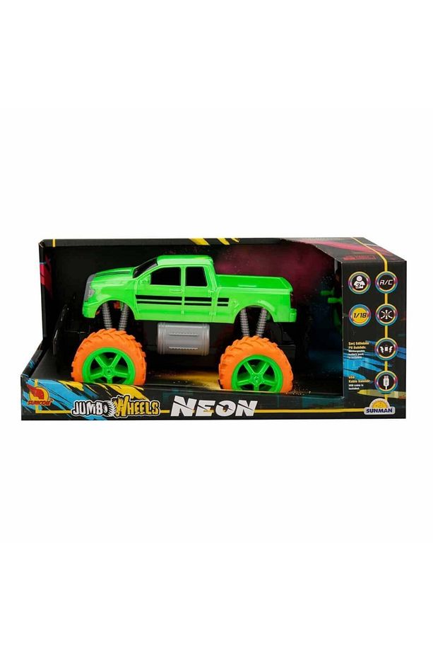 Full Fonksiyonlu 1:18 Uzaktan Kumandalı Neon Jumbo Weels Usb Şarjlı Oyuncak Araba Jeep Jip Pickup - 5