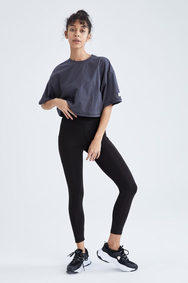 Fit Yüksek Bel Sporcu Tayt - 4