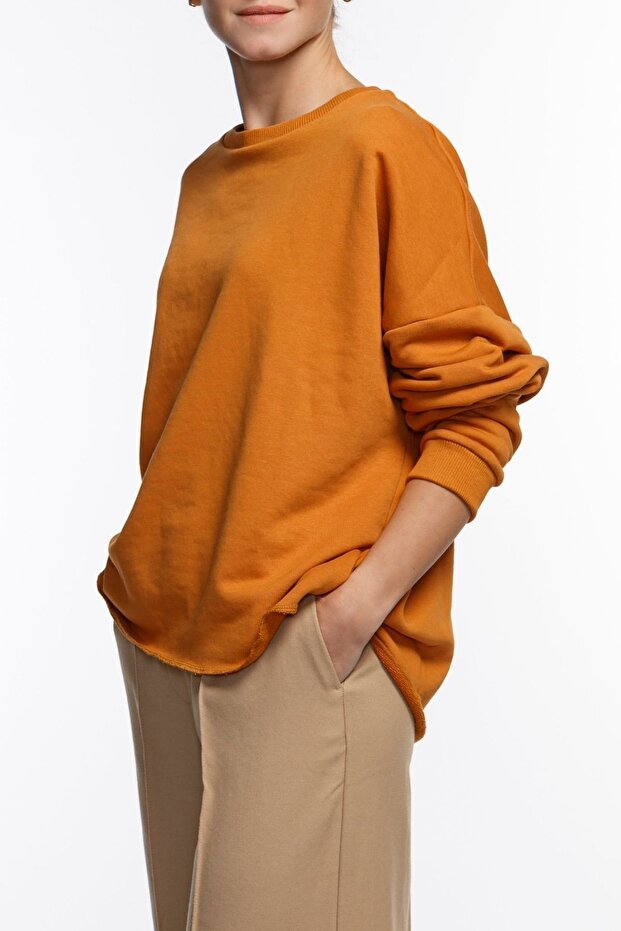 Skye Oversized Basic Turuncu Sweatshirt - 4