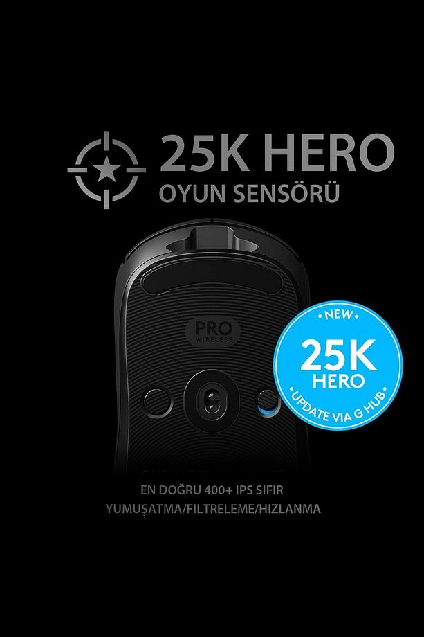 G Pro Hero Wireless Sensör Kablosuz Oyuncu Mouse Siyah Lightspeed - 3