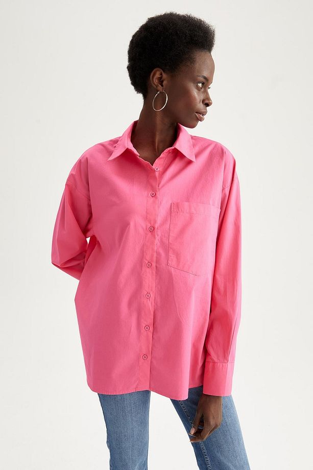 Cepli Oversize Fit Pamuklu Poplin Gömlek Tunik - 5