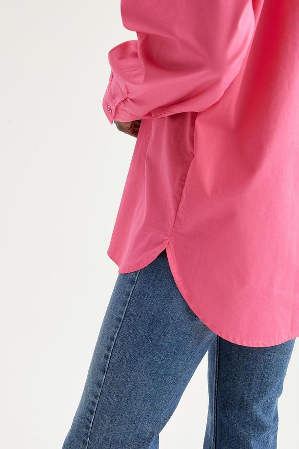 Cepli Oversize Fit Pamuklu Poplin Gömlek Tunik - 7