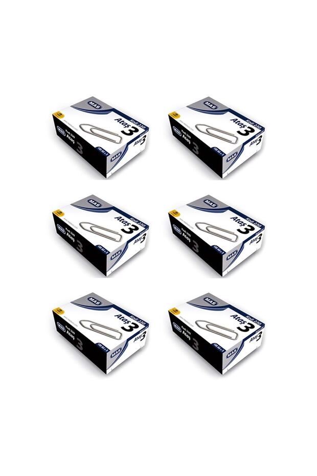 230 Paper Clips No: 3 Nickel Plated 100 Pieces Pack of 6