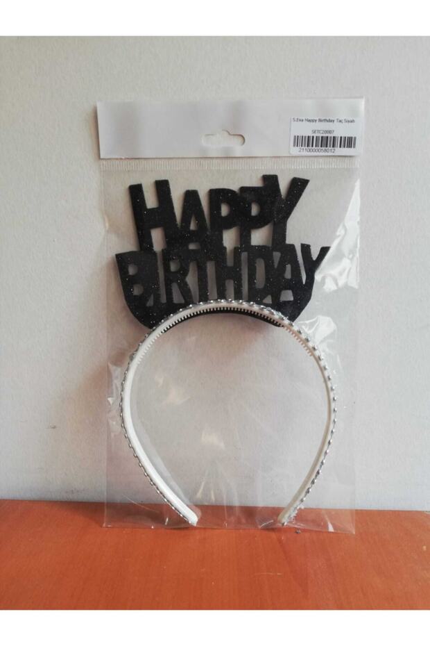 Happy Birthday Written Black Color Glitter Party Crown
