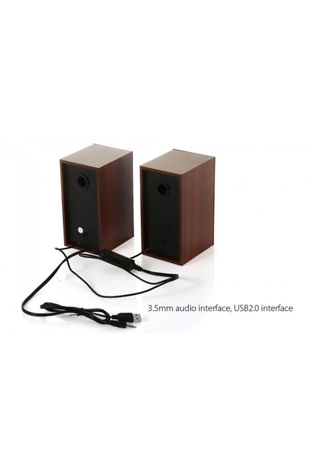 C-8003 Usb Ahşap Desen Pc Hoparlör Subwoofer Ses Sistemi 2.0 - 5