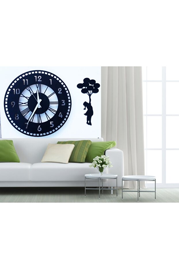 ساعة حائط مزخرفة + لوحة بالون طائر - 2