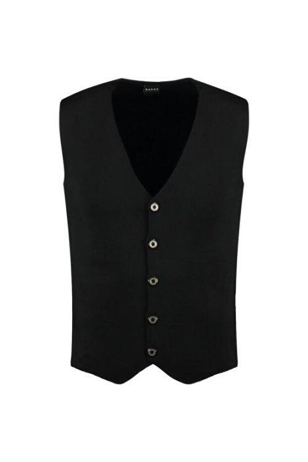 Erkek Siyah Premium Triko Yelek - 1