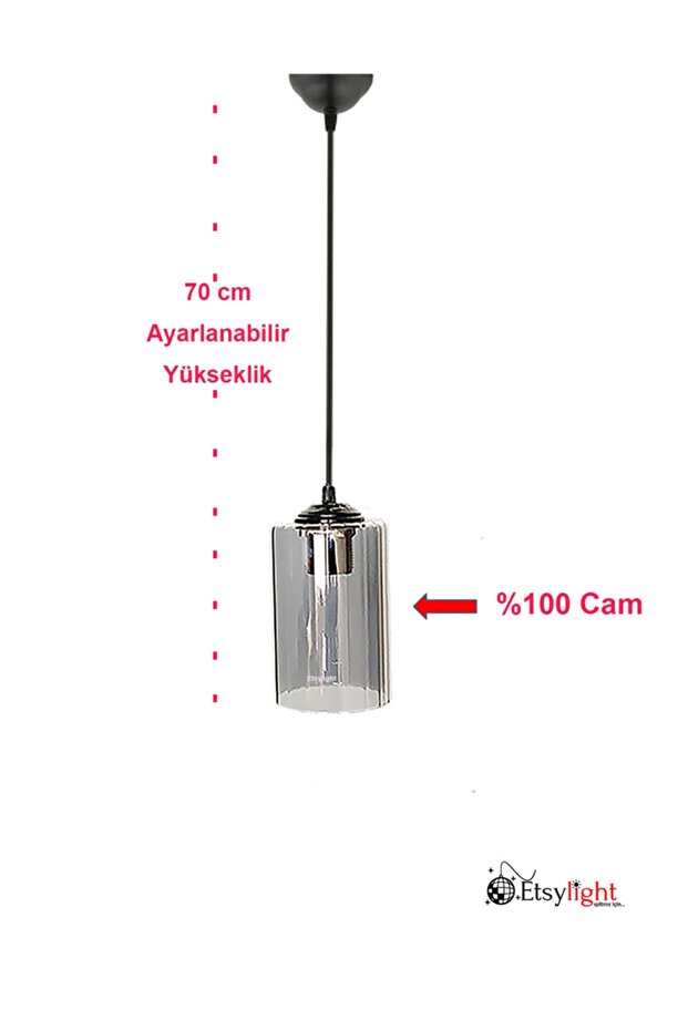 Dora Black One Sarkıt Cam Avize - 3