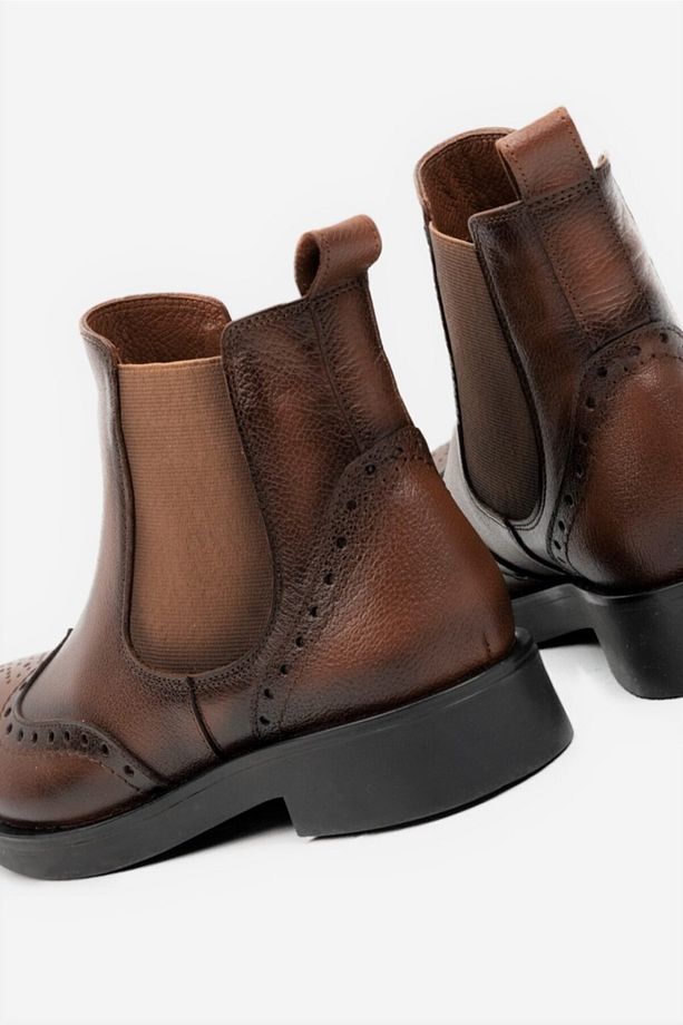 Kadın Taba Hakiki Deri 35-41 Numara Bot & Bootie - 6