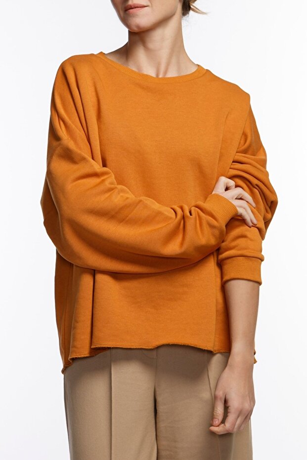 Skye Oversized Basic Turuncu Sweatshirt - 1