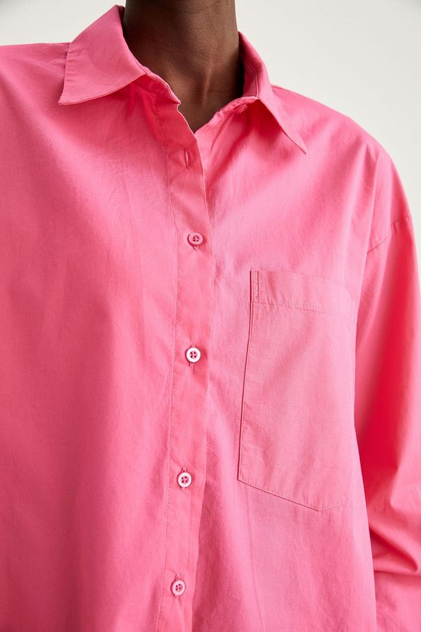 Cepli Oversize Fit Pamuklu Poplin Gömlek Tunik - 6