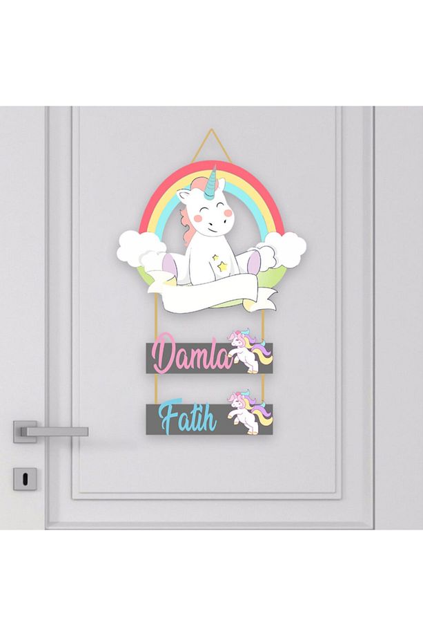 Bebek Odası Ahşap Kapı Süsü Unicorn - 1