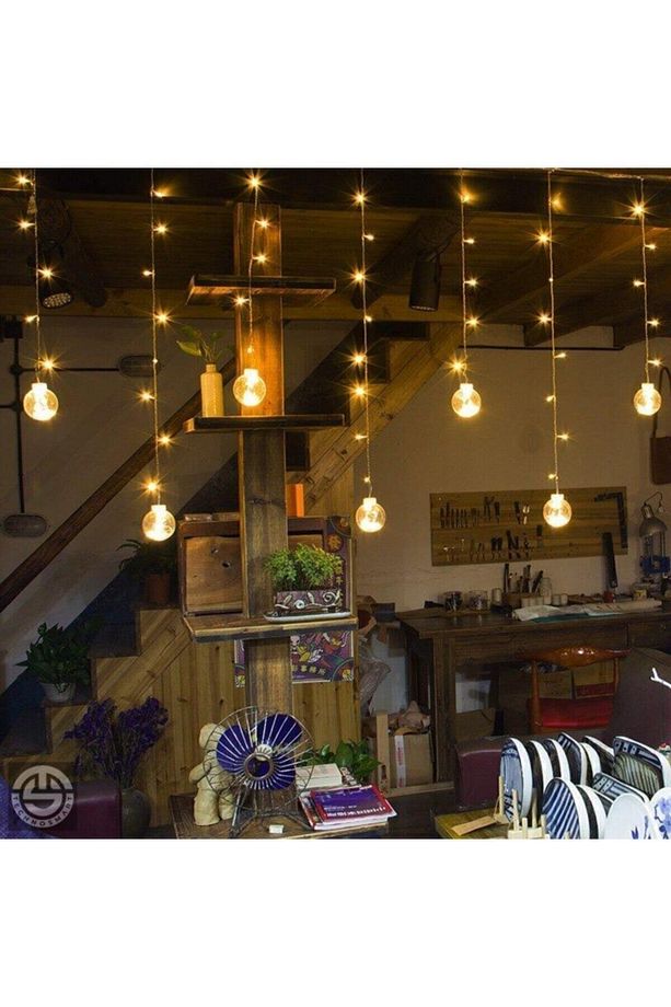 Küre Perde Led 3mt 12 Toplu Animasyonlu Eklenebilir Fişli Kablolu Led Dekoratif Ampül - 5