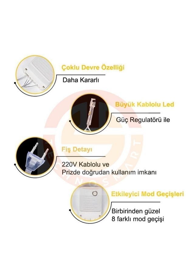 Küre Perde Led 3mt 12 Toplu Animasyonlu Eklenebilir Fişli Kablolu Led Dekoratif Ampül - 8