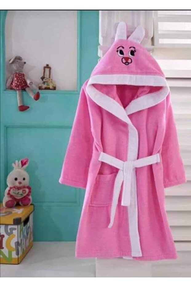 Hooded Embroidered Children's Bathrobe for Ages 1-12