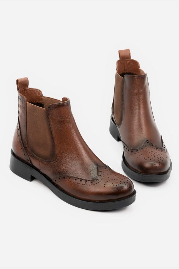 Kadın Taba Hakiki Deri 35-41 Numara Bot & Bootie - 1