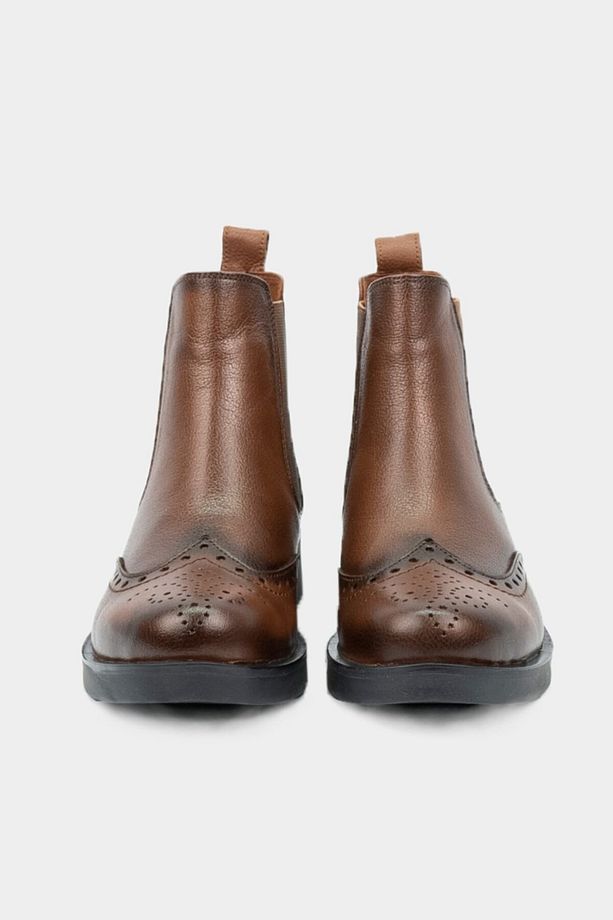Kadın Taba Hakiki Deri 35-41 Numara Bot & Bootie - 3