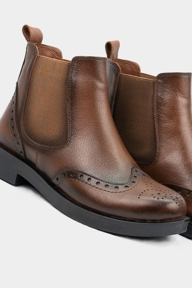 Kadın Taba Hakiki Deri 35-41 Numara Bot & Bootie - 5