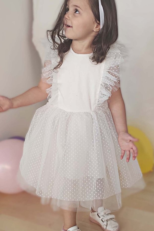 White Tutu Dress Bandana Set 1-10 Years Birthday Dress