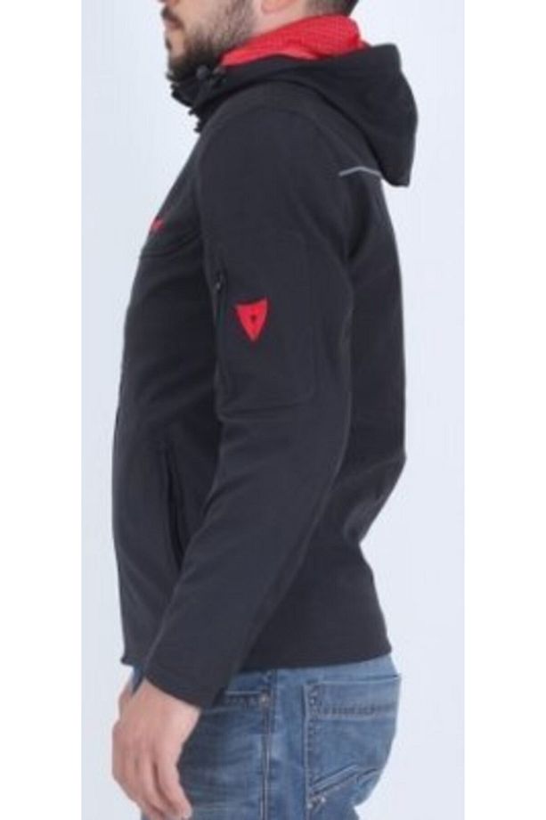 Jaws Soft Shell Kapüşonlu Korumalı Motorcu Montu - Siyah Kırmızı - 3