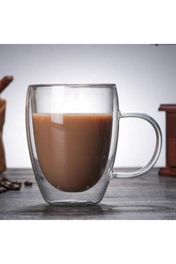 Cift Cidarlı 4 Adet 300 Ml Cam Çay Kahve Meşrubat Kupa Bardak Çift Camlı - 2
