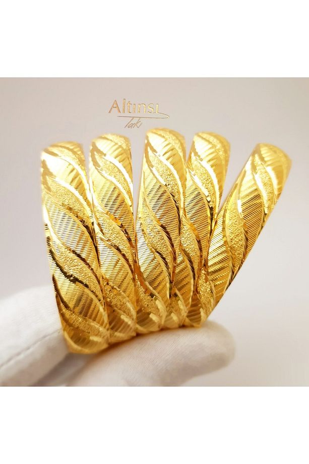 22 Ayar Altın Kaplama 1.2 Cm Eninde Bilezik 0014 - 2