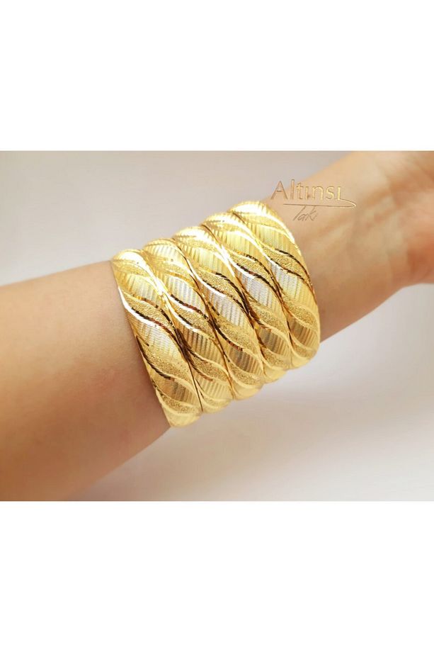 22 Ayar Altın Kaplama 1.2 Cm Eninde Bilezik 0014 - 3