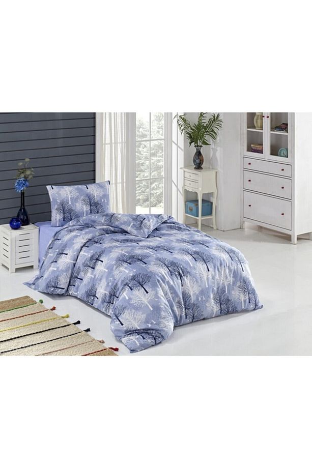 Cotton Mavi Ağaç Tek Kişilik Nevresim Takımı - 1