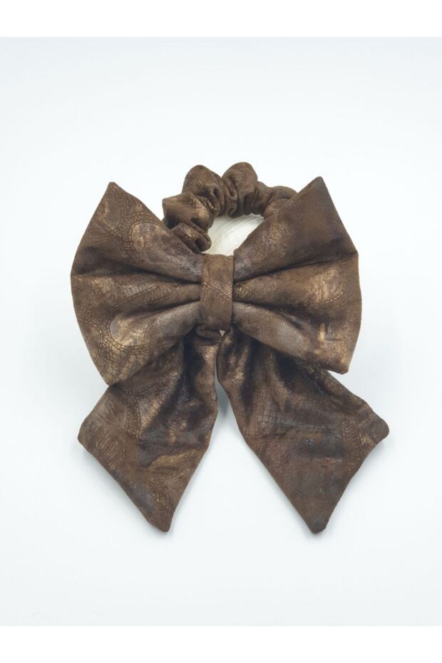 Melkady 395 - Faux Leather Hair Rubber with Bow Scarf