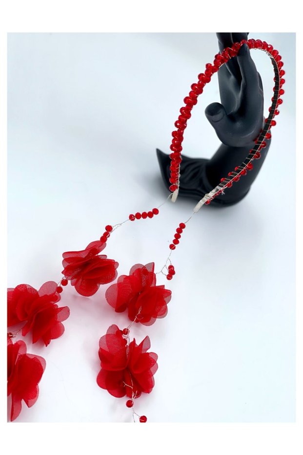 Design Luxury Crystal Jewelled Red Pearl Pendant Lamp Floral Metal Crown Adult Child Bridesmaid Henna Engagement
