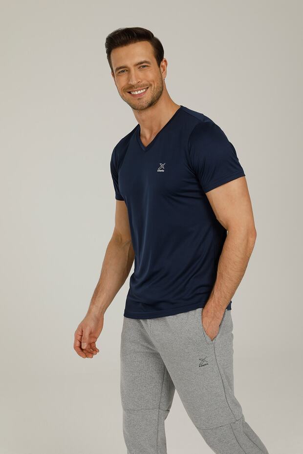 Sn222 Basic Pes V Neck T- Navy Blue Men's T-shirt
