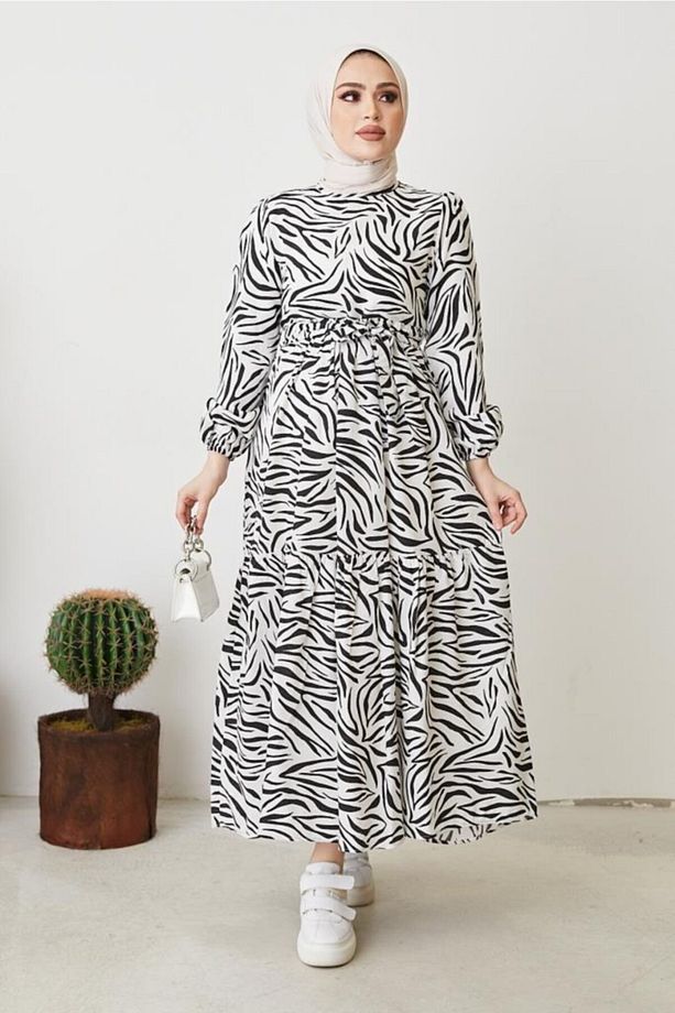 401 Zebra Desen Elbise - 1
