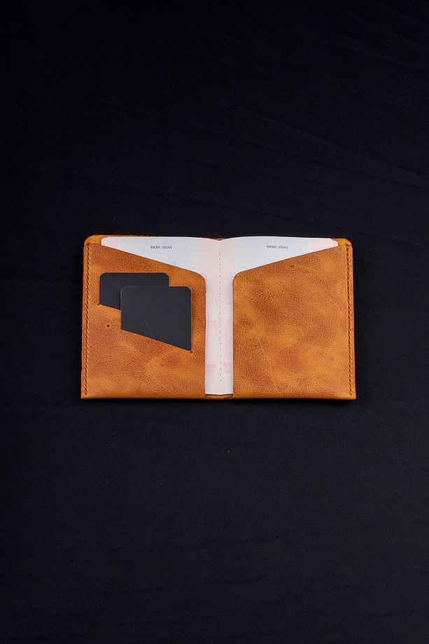 Minimal X Pasaport Kılıfı Kartlık - Camel - Gerçek Deri & El Yapımı - 4