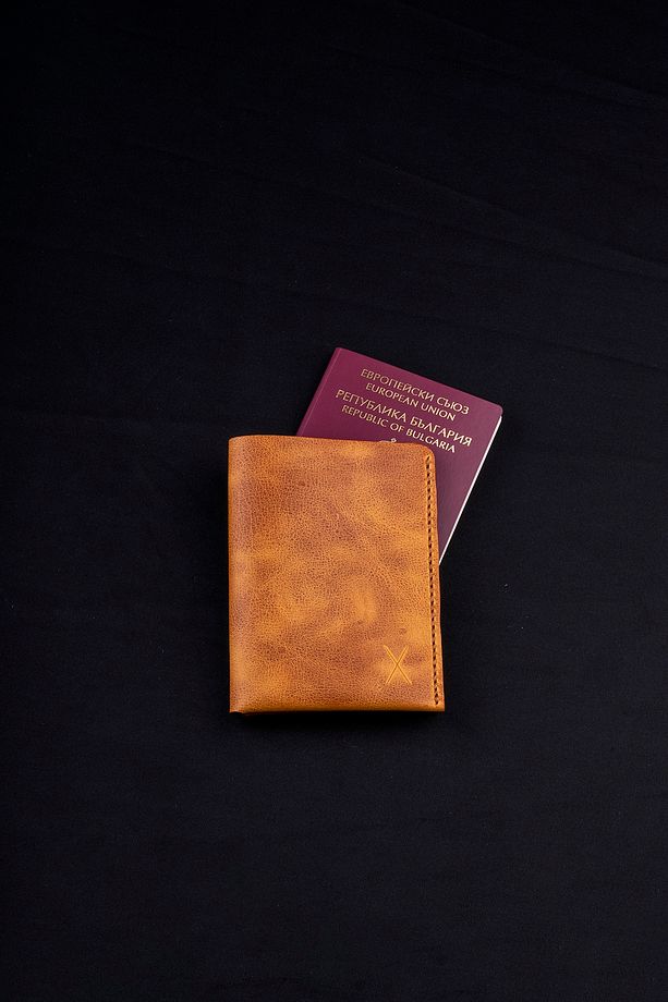 Minimal X Pasaport Kılıfı Kartlık - Camel - Gerçek Deri & El Yapımı - 5