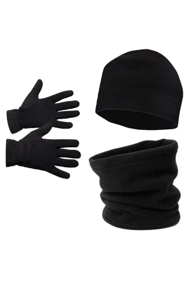 Men's Fleece Beanie, Neck Collar and Fleece Gloves - Set of 3