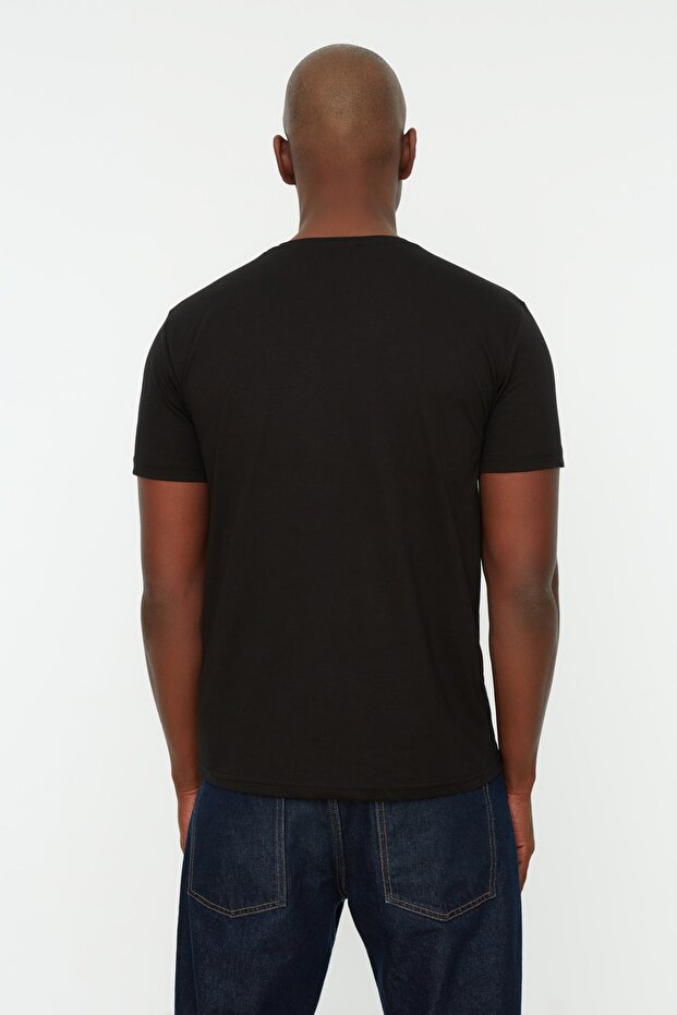 Siyah Basic Regular/Normal Kesim Bisiklet Yaka Kısa Kollu T-Shirt TMNSS22TS0271 - 3