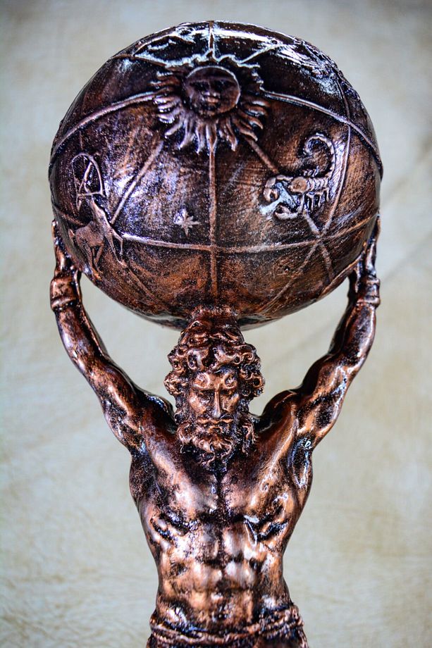 Yunan Tanrısı Atlas Büyük Boy Bronz Heykel Biblo - 4