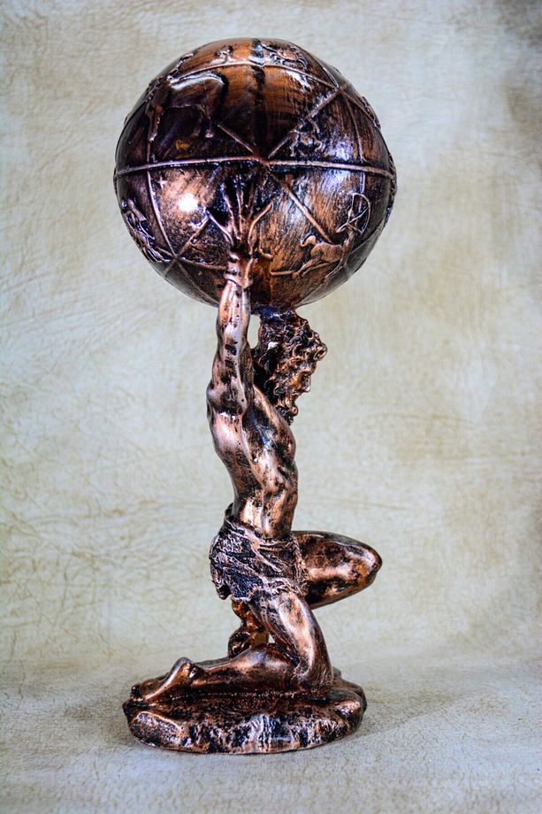 Yunan Tanrısı Atlas Büyük Boy Bronz Heykel Biblo - 5