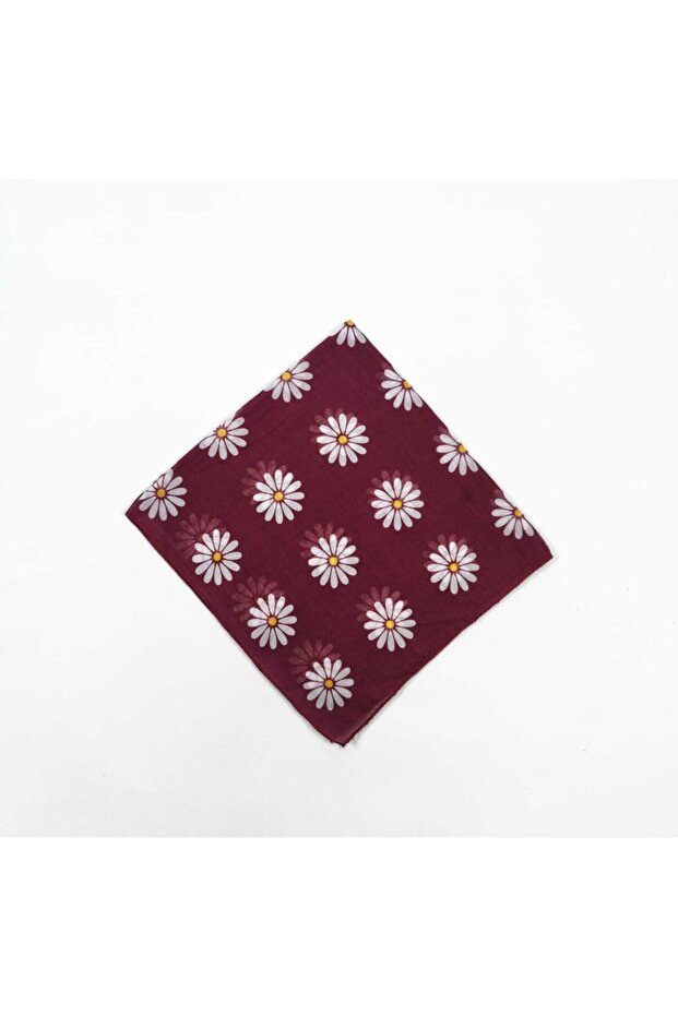 Add 4 to Cart, Pay for 3 Campaign: 100% Cotton Unisex Daisy Patterned Bandana, Burgundy