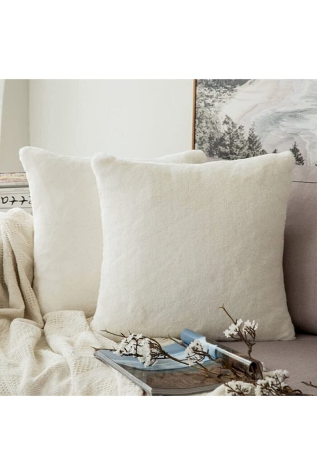Plush Throw Pillow Cover - White