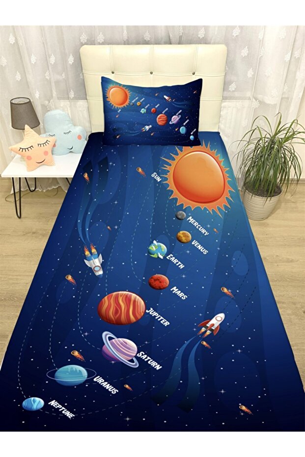 Solar System Patterned Bedspread and Pillow